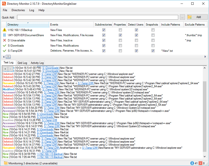 Netmonitor для Windows 10. Directory Monitor фильтры. Can Monitor Pro v2.2.